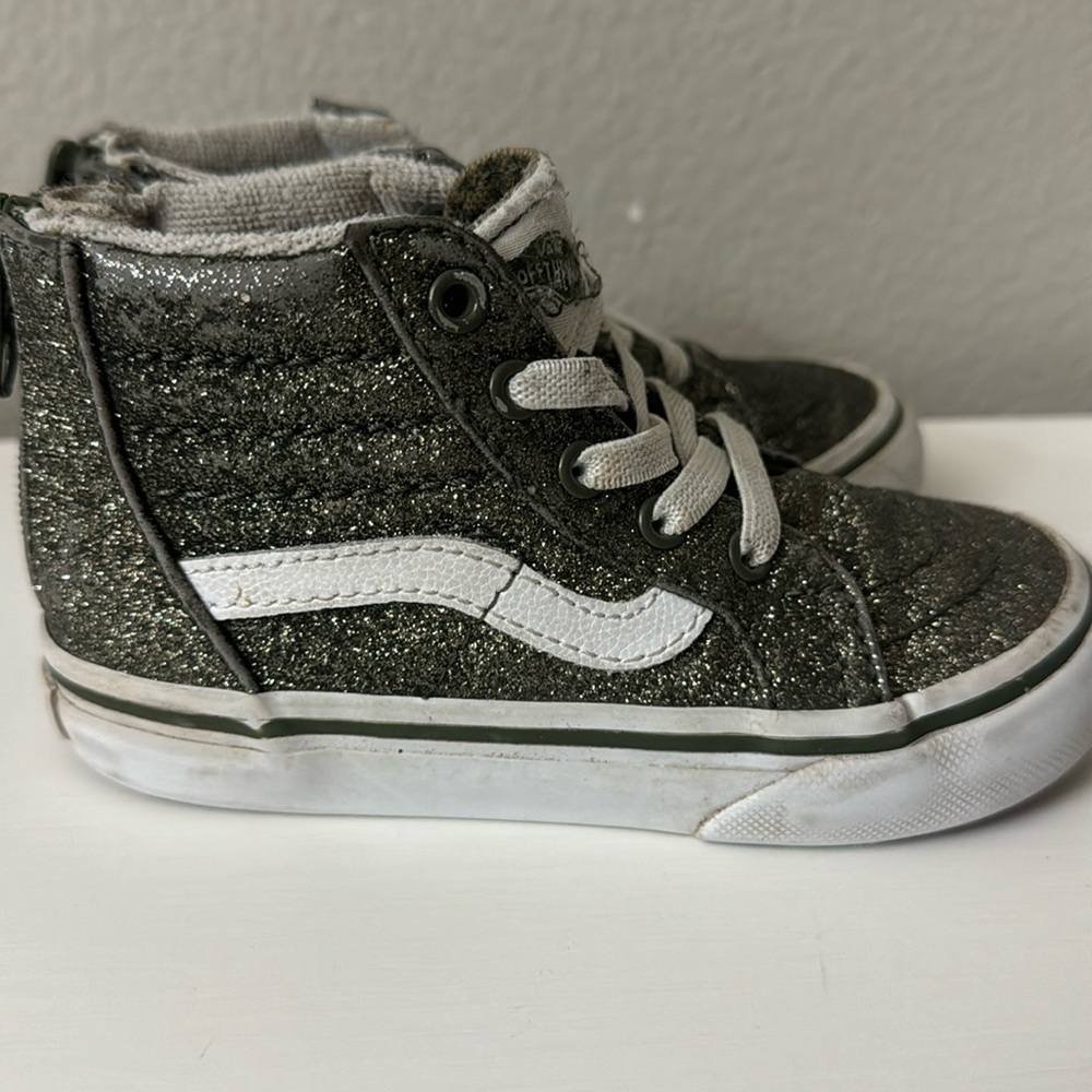 VANS Toddler Zip High Top Black with gold glitter Size: US 7.5 Toddler